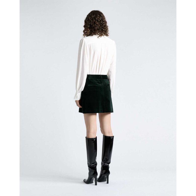Cue Jade Stretch Velvet Mini Skirt image number 1